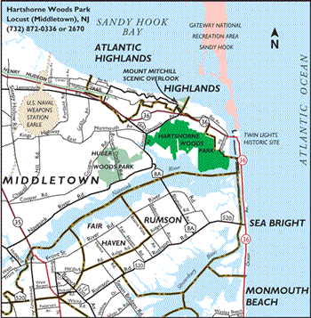 Map to Hartshorne Woods Park