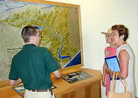 Park Ranger explains the map at the environmental center